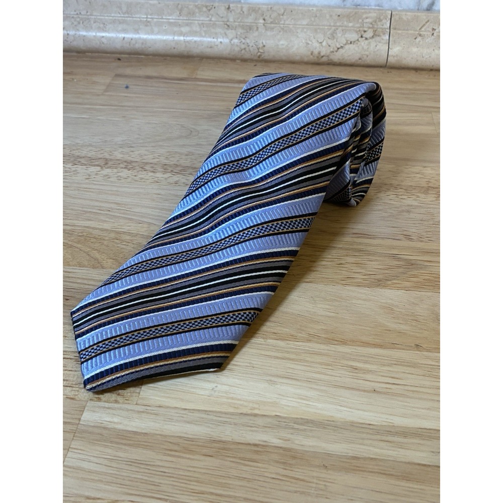 JZ Richards Mens Tie Blue Striped Necktie 3.5" X 57"